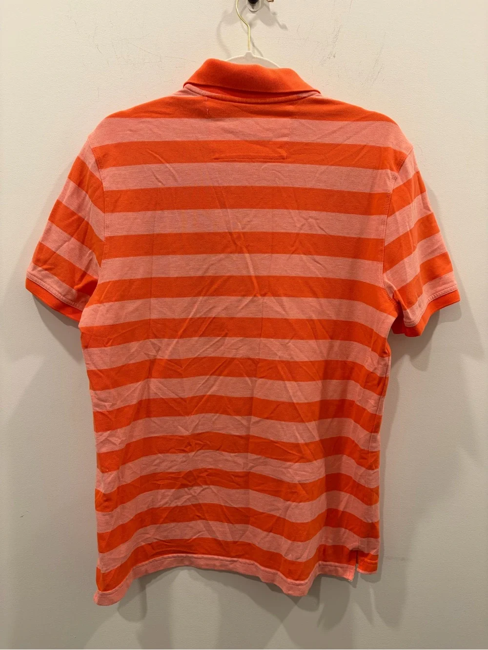 Banana‎ Republic Men’s Orange and Pink Striped Polo Shirt